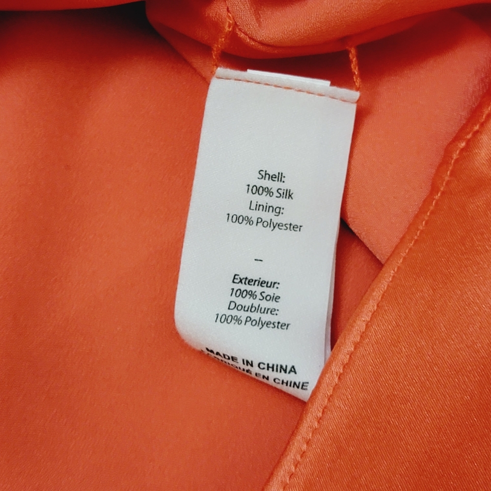 Cinq à Sept Stace one shoulder padded silk blouse in Neon Coral - Picture 10 of 10